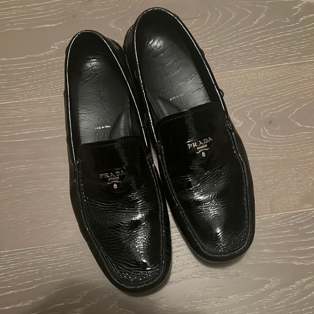 Prada patent leather black loafers